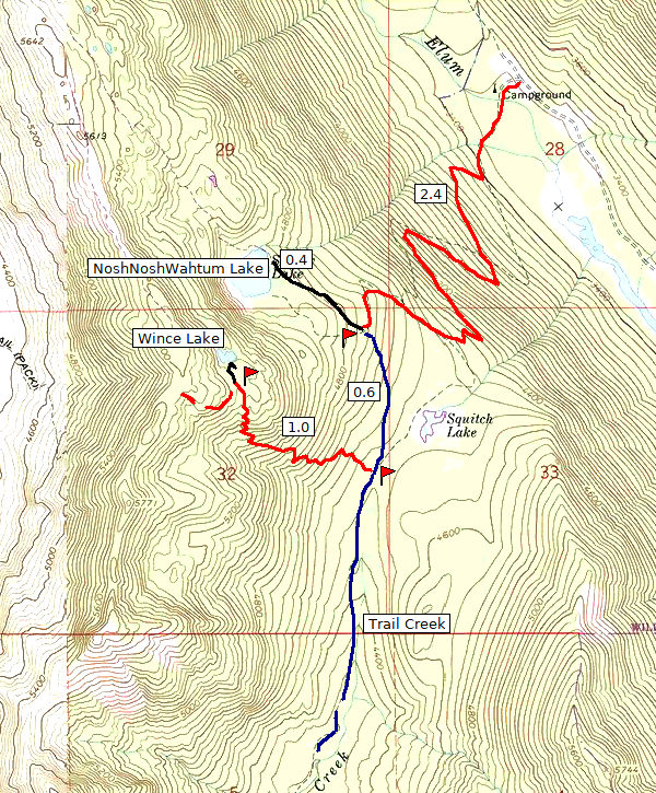 Cathedral Ridge - Trail Creek - Wince map